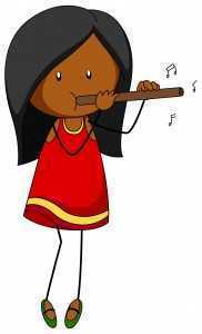 cartoon girl playing flute