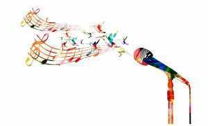 colorful microphone music notes
