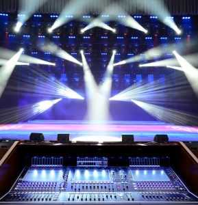 soundboard facing lit stage 